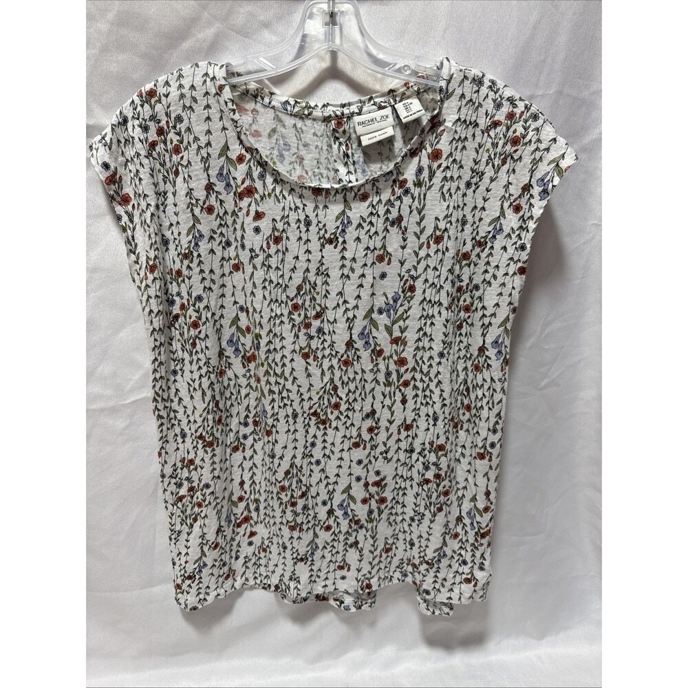 Rachel Zoe Women’s Size L Multicolored Leafy Blouse Top 100%Linen Floral Pattern